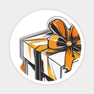 Vibrant Orange Bow Gift Box Design No. 1011 Magnet